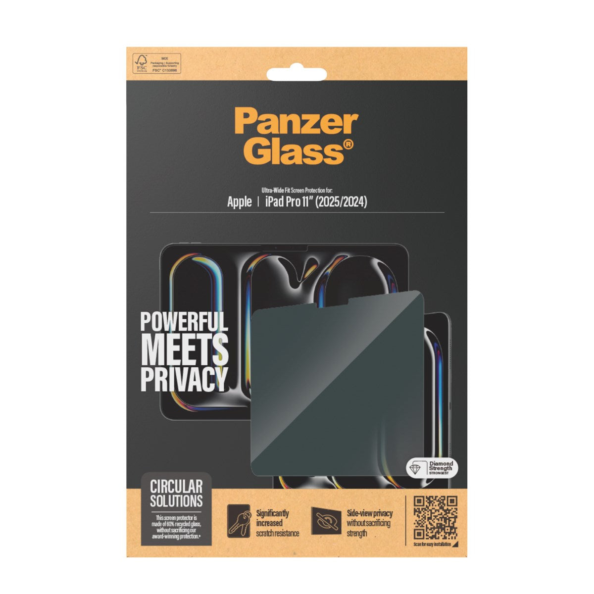 PanzerGlass® 2-Way Privacy Skærmbeskyttelse PanzerGlass® iPad Pro 11'' (2024-2025) | Ultra-Wide Fit